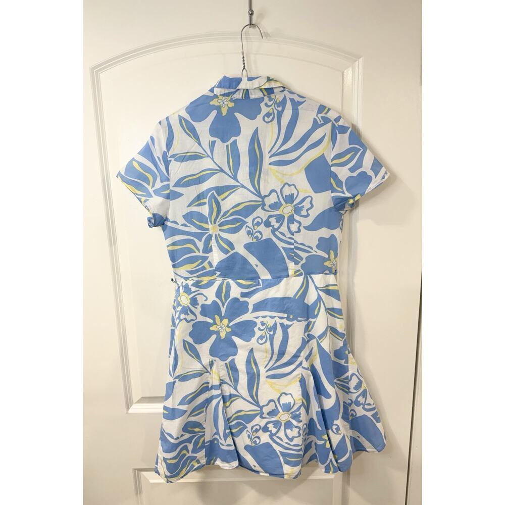 Primark Floral Button-Front Fit & Flare Dress Women’s 10 Blue White Yellow - Picture 5 of 12